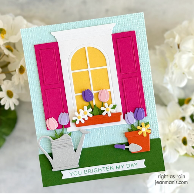 Sunny Studio Stamps: Wonderful Windows Die Focused Customer Card by Jean Manis (featuring Spring Garden Dies)