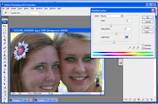 Change eye color in photoshop - Hue and Saturate