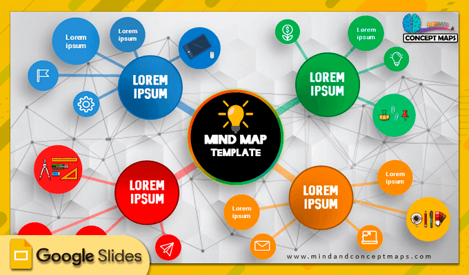 36. Google Slides mind map template vivid colors