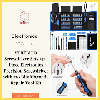 STREBITO Screwdriver Sets 142-Piece Electronics Precision Screwdriver with 120 Bits Magnetic Repair Tool Kit - techipii