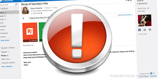 fallos en outlook con hotmail iniciar sesion