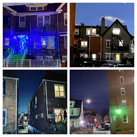 A four-picture collage of detached and semi-detached homes in the East Elmhurst neighborhood of Queens, New York.