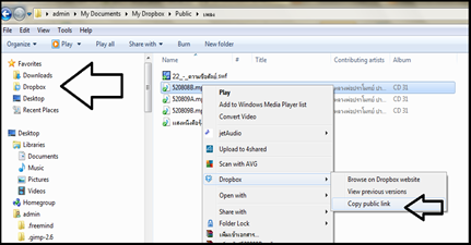 การนำไฟล์แฟลช และ mp3 จาก Dropbox เล่นออนไลน์ใน Webblog