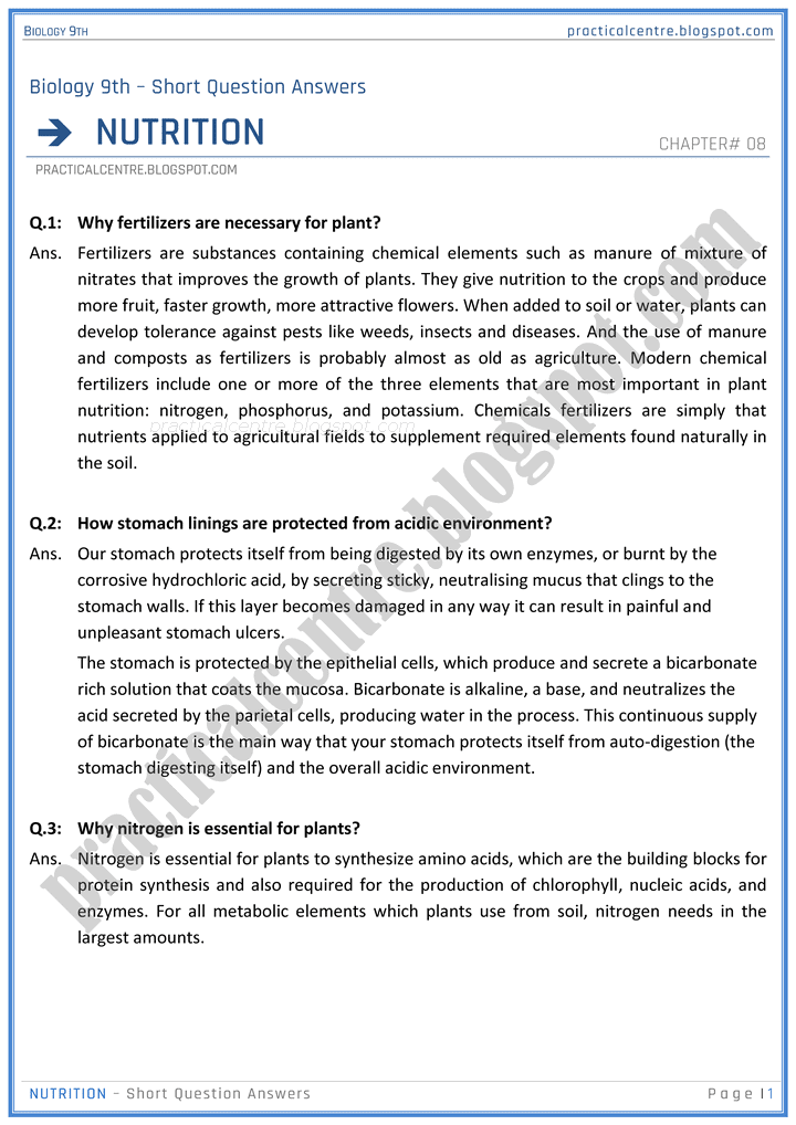 nutrition-short-question-answers-biology-9th-notes