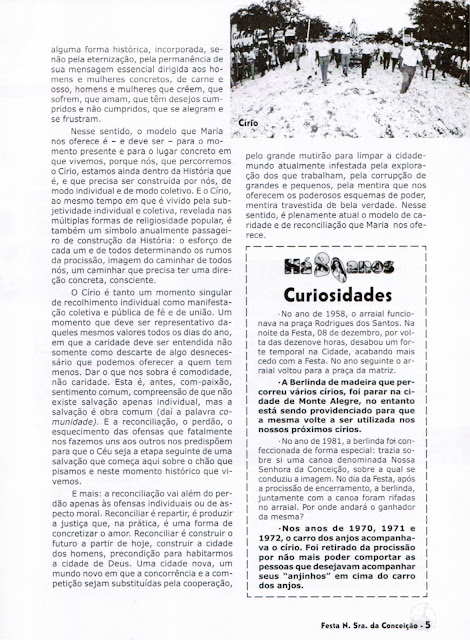 PROGRAMA DA FESTA DE NOSSA SENHORA DA CONCEIÇÃO - 1999