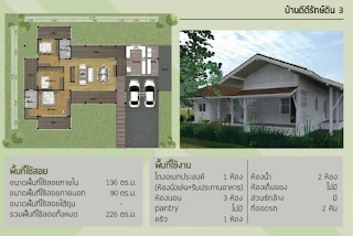 แบบบ้านชั้นเดียว 3ห้องนอน2ห้องน้ำ 2จอดรถ