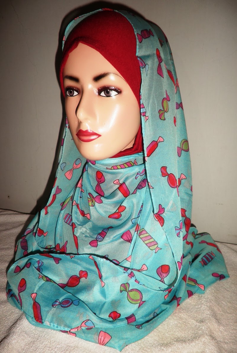 Pasmina Sifon Motif Candy Cantik  Khisan Fashion Jilbab