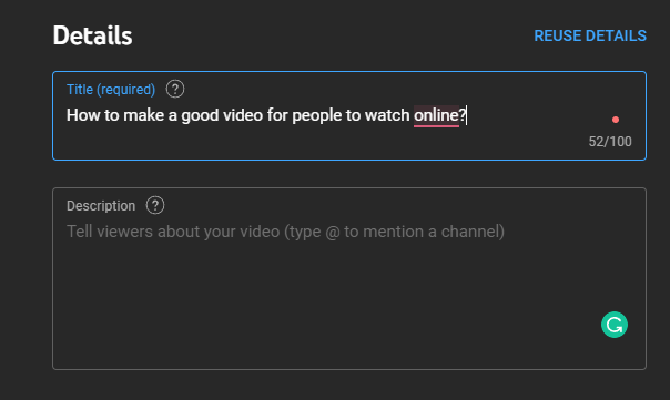 Showing YouTube video details before posting a YouTube video