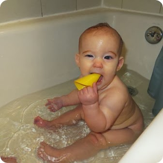 Twins Sitting Up in Bath