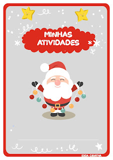 Capas para atividades e portfólios com Papai Noel para imprimir