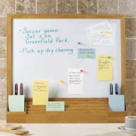 magnetic dry-erase whiteboard, with pockets