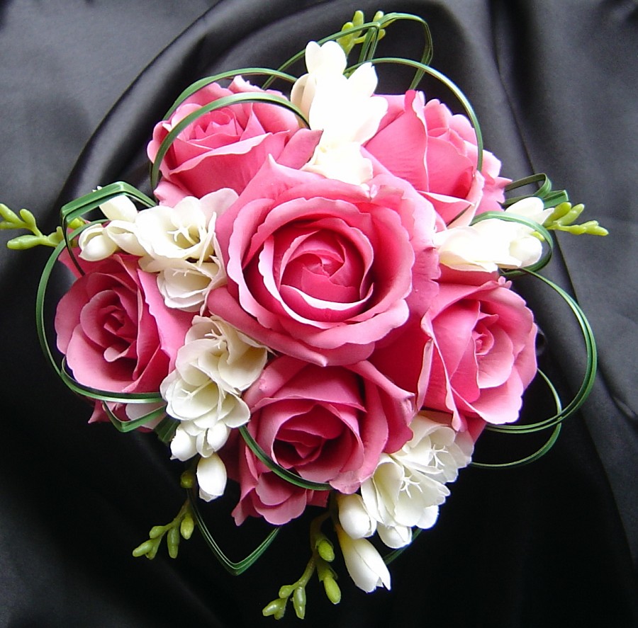 Emma G Replica Pink Rose and Ivory Freesia Bouquet