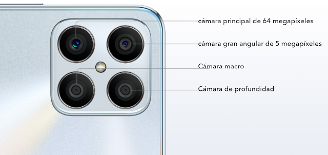 Honor X8 incluye cuatro cámaras en la parte posterior.