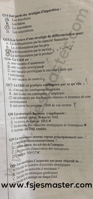 Exemple Concours Master Management des Ressources Humaines (MRH) 2018-2019 - Fsjes Ibn Zohr Agadir