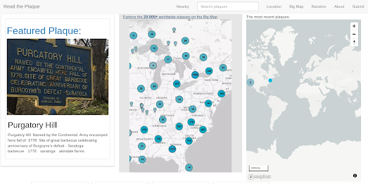 screenshot of Read the Plaque's world map of plaques