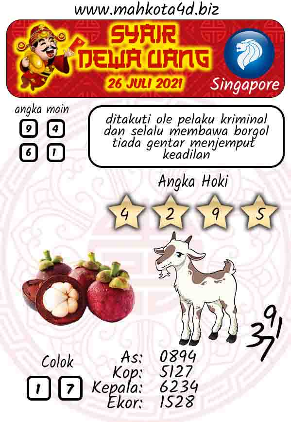 Syair Prediksi Togel Singapore - SGP Senin, 26 - Juni - 2021