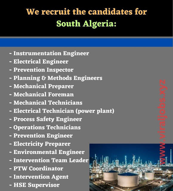 We recruit the candidates for South Algeria: