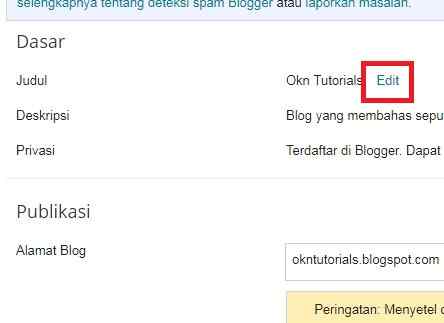 Cara Mengganti Judul Blog