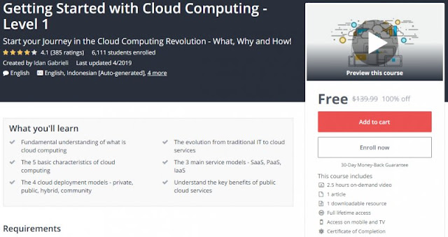 [100% Off] Getting Started with Cloud Computing - Level 1| Worth 139,99$