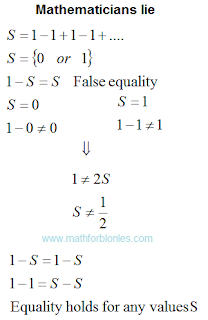 Mathematicians lie. Mathematics for blondes.