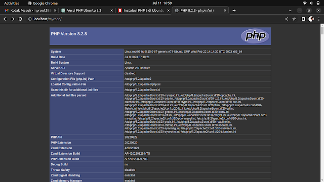 versi php apache sudah berhasil diarahkan ke versi 8.2