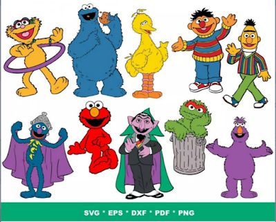 Sesame Street Characters Clipart SVG Cut Files Elmo