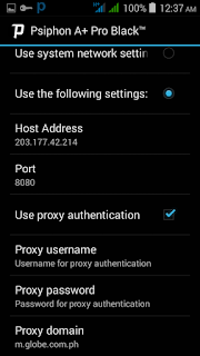 Psiphon A+ Pro Black Globe User Settings 2