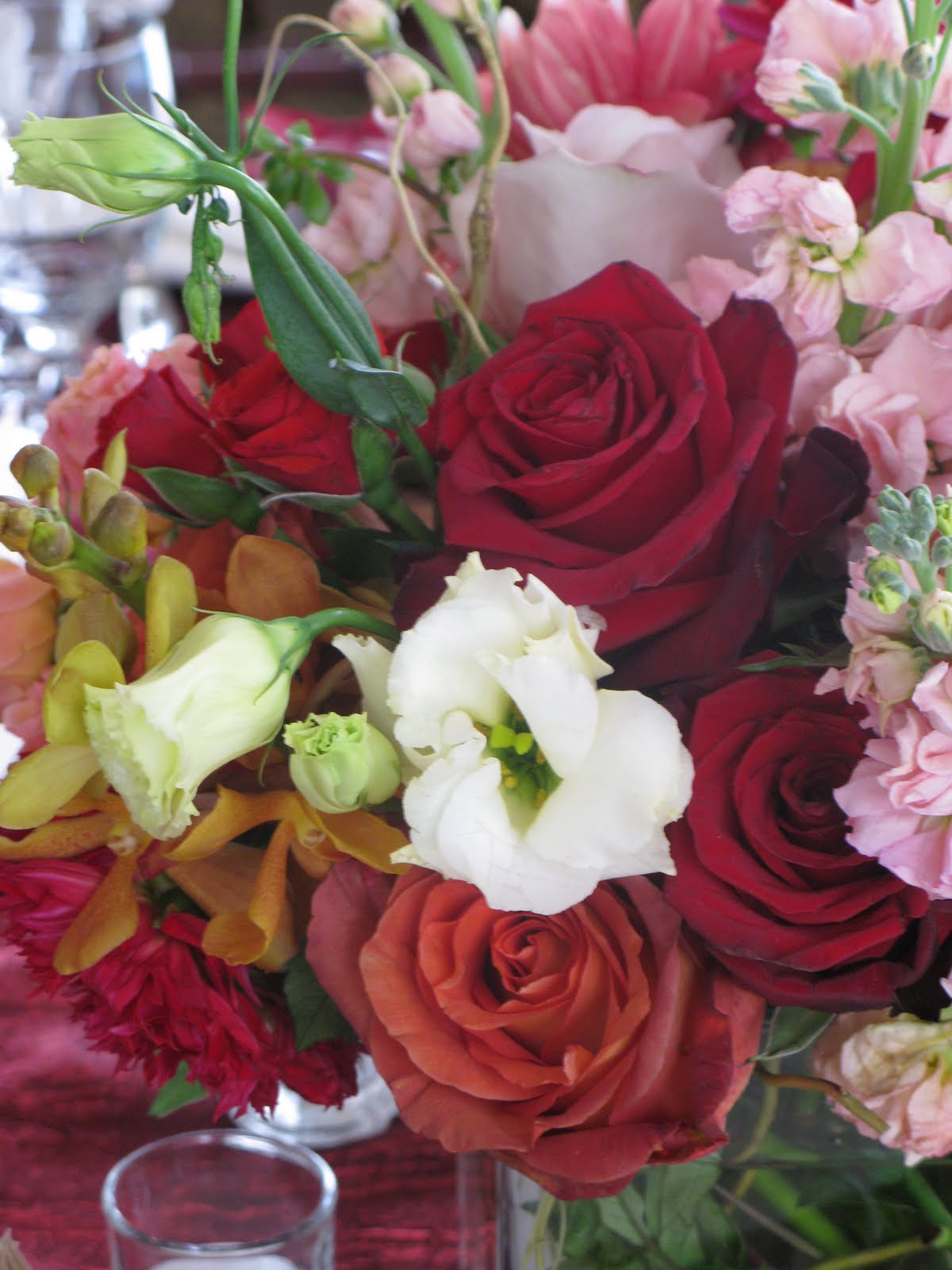 red and gold centerpieces for