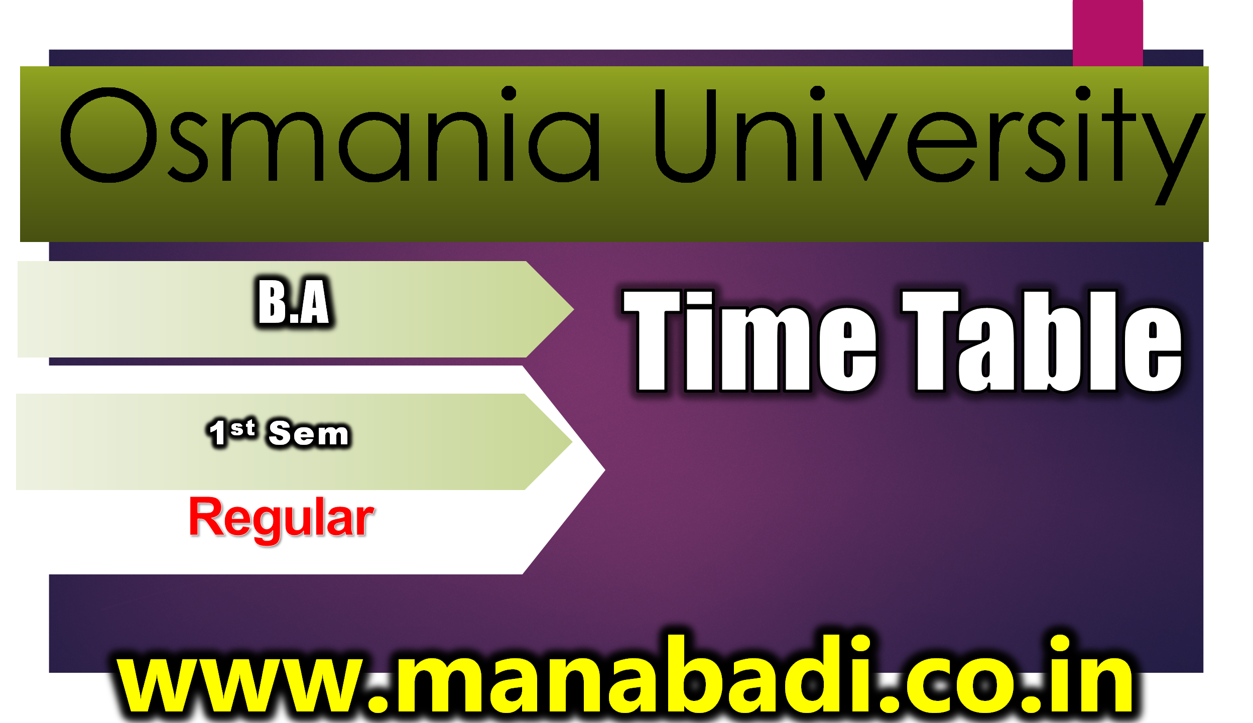 Osmania University B.A CBCS 1st Sem Regular 2023-24 Exam Time Table