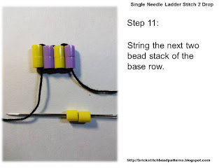 Click the image to view the single needle ladder stitch beading tutorial step 11 image larger.