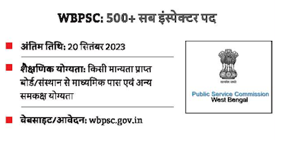 WBPSC Sub Inspector Bharti 2023