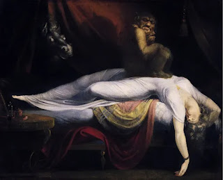 A demon over women in bed