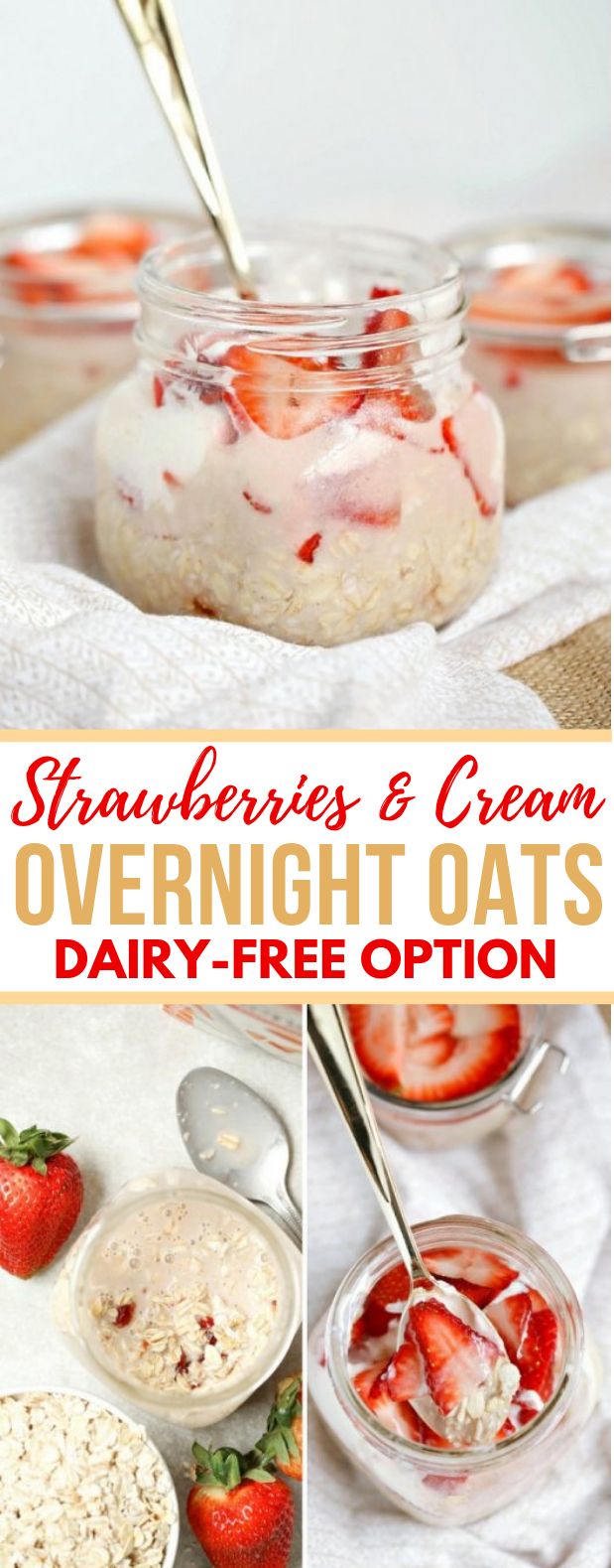 Strawberries and Cream Overnight Oats #healthydiet #breakfast