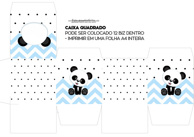 Panda in Light Blue Chevron and Black Polka Dots: Free Printable Boxes.