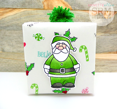 SRM Stickers Blog - SRM Stickers Christmas Wrapping by Annette - #christmas #giftwrap #stickers #kraftbox #clearstamps #janesdoodles #tistheseason #twine #solidtwine