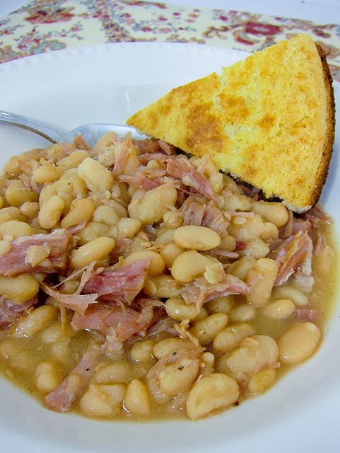 Crockpot Ham and White Beans Recipe- All She Cooks