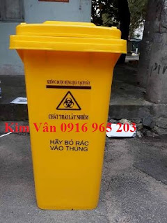 Thùng Rác Màu Vàng 120 Lít 2 Bánh Xe Công Nghiệp