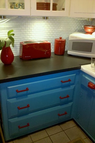 Teal Kitchen Cabinets