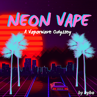 Cover of Neon Vape: A Vaporwave Odyssey, a story in which a woman is trapped inside the virtual reality world of a game called Neon Vape.