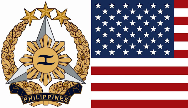 AFP Coat of Arms and the US Flag, original Photos from Wikimedia Commons