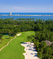 aerial view of Peninsula Golf & Racquet Club with ocean in background in Gulf Shores AL