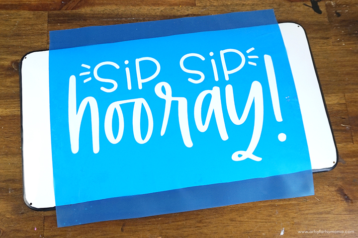 Stenciled "Sip Sip Hooray" Sign with Ikonart