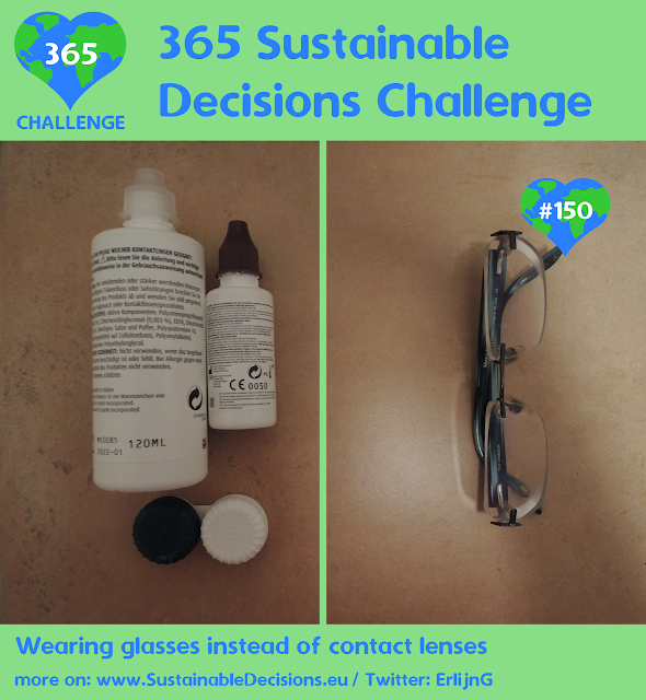 Wearing glasses instead of contact lenses reducing plastic waste reducing waste