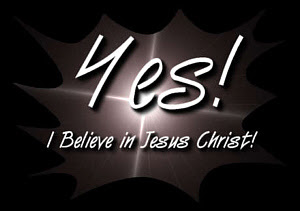 Yes I believe in Jesus Christ letters on black background with shining in center free religious Christian picture