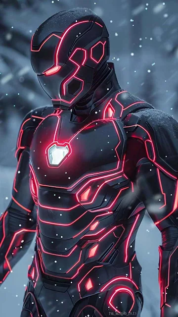 Phone Wallpaper: neon, suit, iron, man