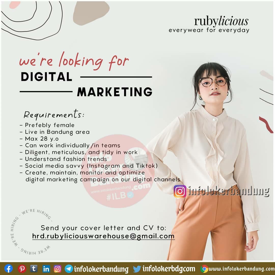 Lowongan Kerja Digital Marketing Rubylicious Bandung November 2020