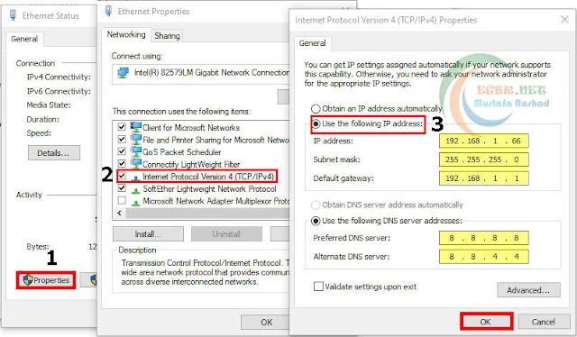 internet protocol version 4قم باضافة الايبيهات وdns وبأذن الله سيعمل معك الانترنت بنجاح في راوتر Vodafone dg8045.