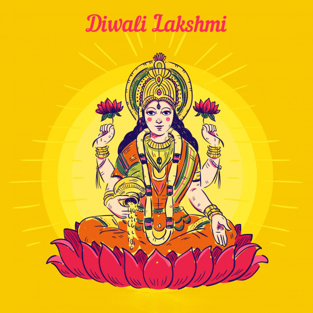 Beautiful Diwali Greeting with maa lakshmi (goddess lakshmi)