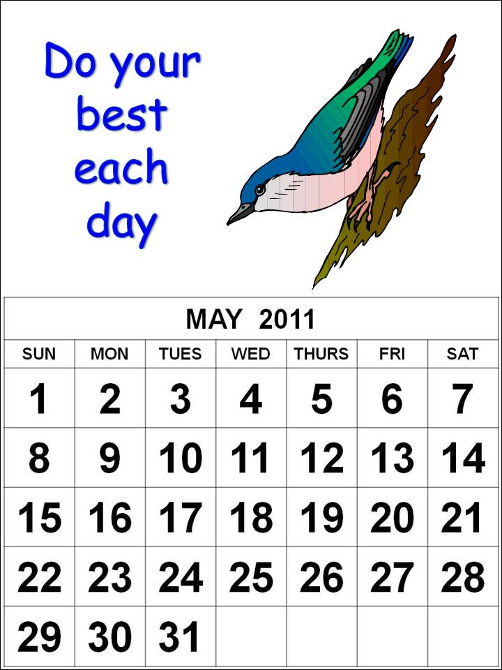 may calendars 2011. Free Calendar 2011 May to