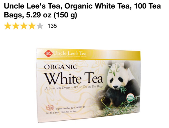 الشاي الأبيض العضوي من اي هيرب iherb Uncle Lee's Tea, Organic White Tea, 100 Tea Bags, 5.29 oz (150 g) 